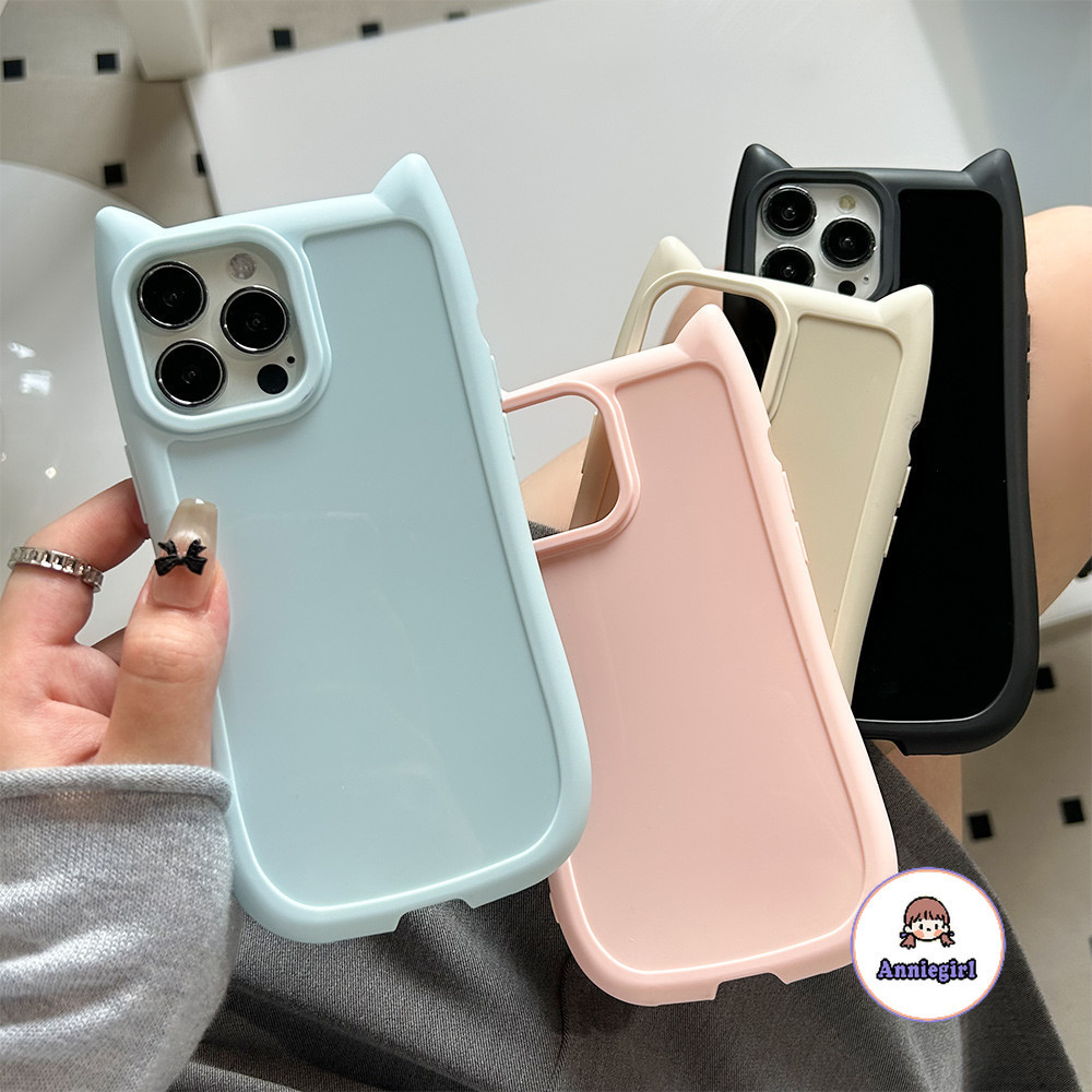 Originality น่ารัก 3D หูแมวเคสโทรศัพท์สําหรับ IPhone 11 14 15 Pro MAX 12 13 Promax XS MAX XR กันฝุ่นซิลิโคนกันกระแทกโทรศัพท์ปกหลัง
