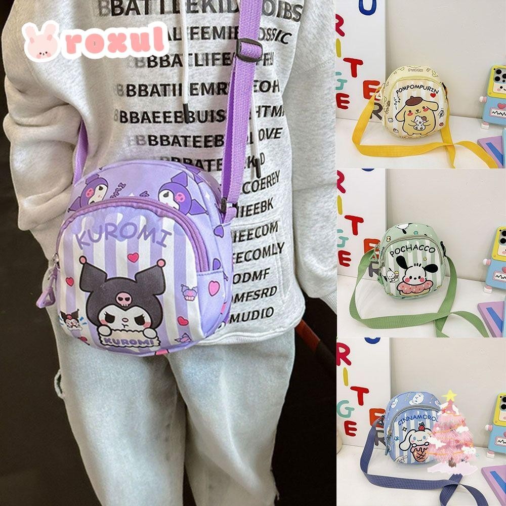 Roxul Cinnamoroll กระเป๋าสะพาย, กระเป๋าใส่เหรียญสาวกระเป๋าสะพาย Kuromi เด็ก Crossbody กระเป๋า, กระเป๋าถือผ้า Pochacco กระเป๋าคาดหน้าอก