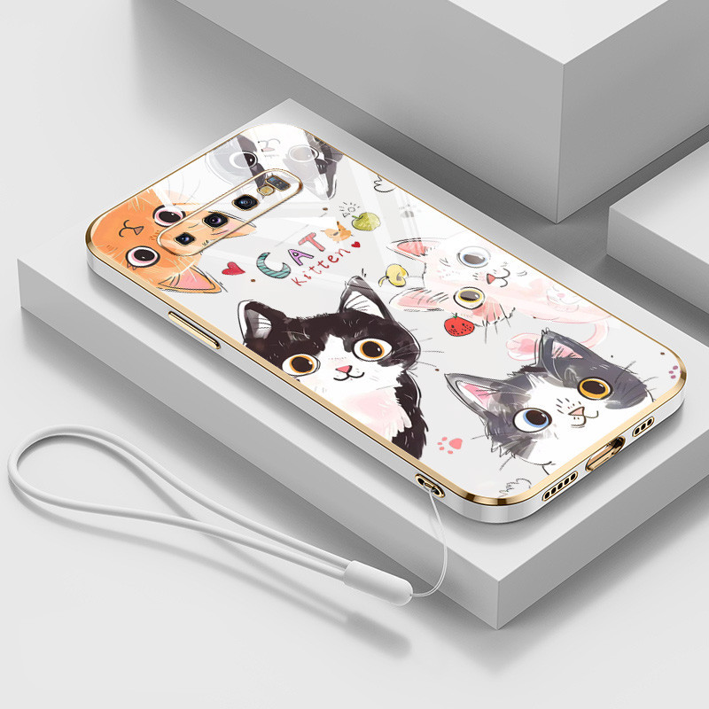 ปลอกสําหรับ Samsung Galaxy S10 S9 S8 Plus S10+ S9 + S8+ รอบแมวตาหรูหราElectroplating Anti Dropเคสโทรศัพท์แบบนุ่ม