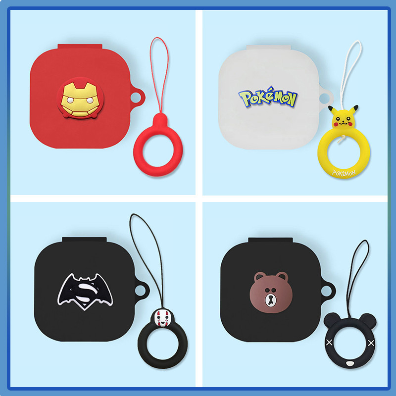 For Anker Soundcore R50i NC Case Cartoon Finger Ring Lanyard Soundcore P30i Silicone Soft Case Cute 