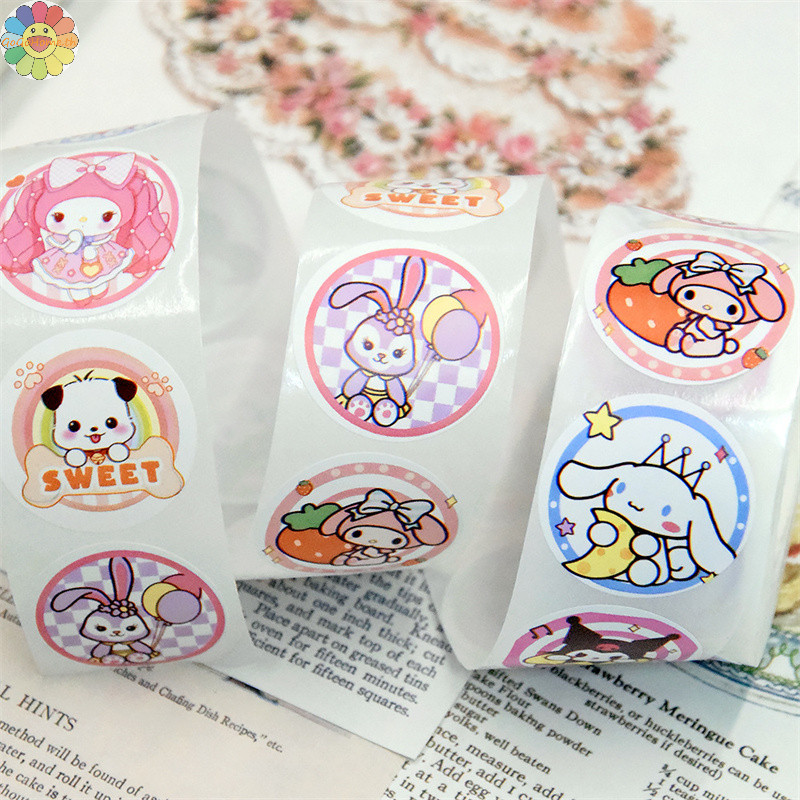 Gogo 500 ชิ้นน่ารักการ์ตูน Sanrio Collection Hellokitty Roll Paste ตกแต่งบัญชีมือสติกเกอร์เทปปิดผนึก TH