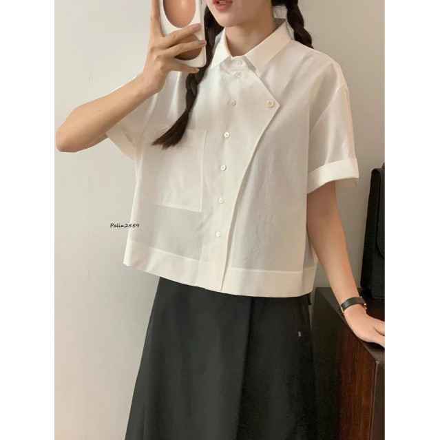 S391 - เสื้อผ้าฝ้ายคอปก สวย โอเวอร์ไซส์