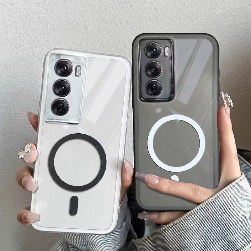 Oppo Reno 12 / Reno12 Pro 5G เคสแม่เหล็กชาร์จไร้สายฝาครอบเลนส์กล้องเคสป้องกัน