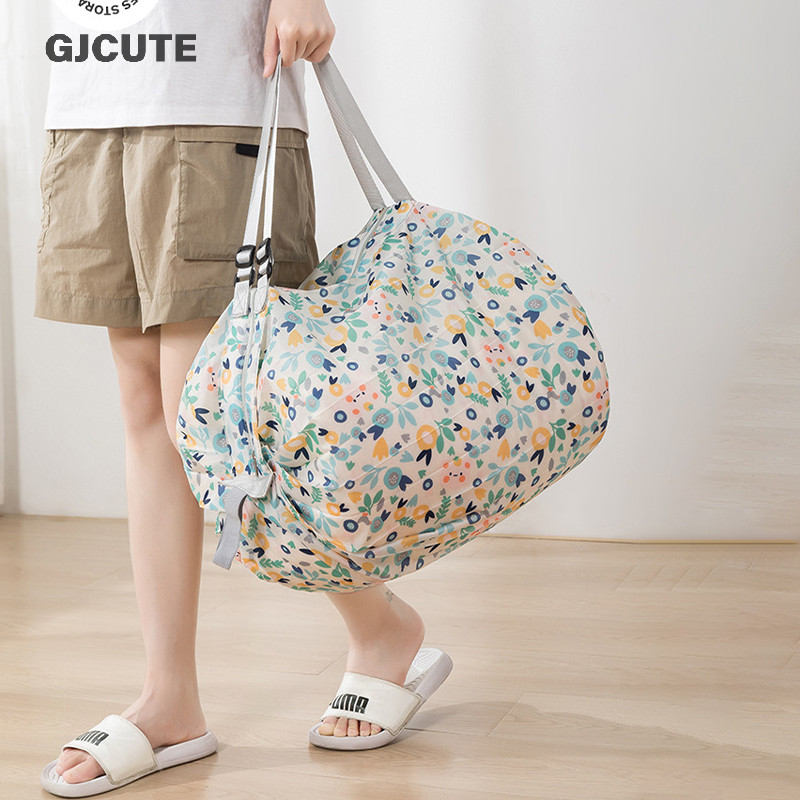 Gjcute พับเป็นมิตรกับสิ่งแวดล้อมเดินทางแบบพกพาความจุขนาดใหญ่หนาถุงของชําขนาดใหญ่ WTD