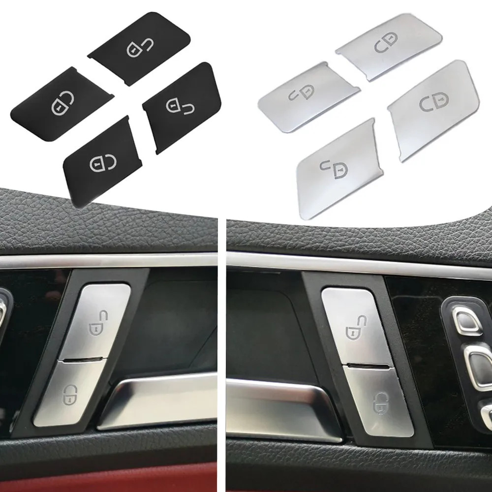 รถประตูล็อคปลดล็อคปุ่มเลื่อม Trim สติกเกอร์สําหรับ Mercedes Benz X156 W117 W176 GLA CLA GLK GLE CLS ML GL W204 W212 W246 W166