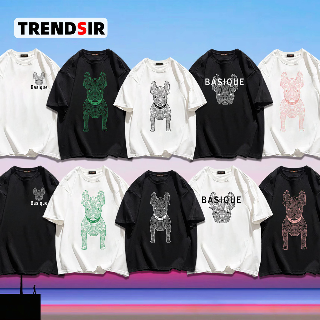TrendSir มาใหม่ ลายเยอะ ผ้าดีมาก เสื้อยืด summer เสื้อยืด oversize สุนัขเส้นสาย 100% Cotton 2สี M-3XL