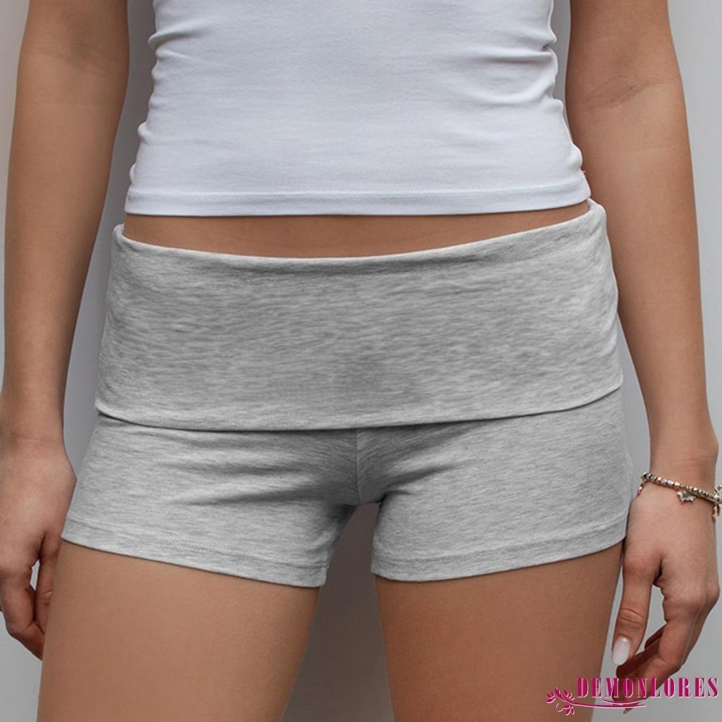 Demonlores-Women Summer Slim Yoga Shorts Casual Fold Over Lounge Shorts