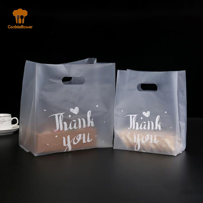 Ckfr 50 ชิ้นขอบคุณขนมพลาสติกถุงของขวัญถุงช้อปปิ้งถุงห่องานแต่งงานใหม่