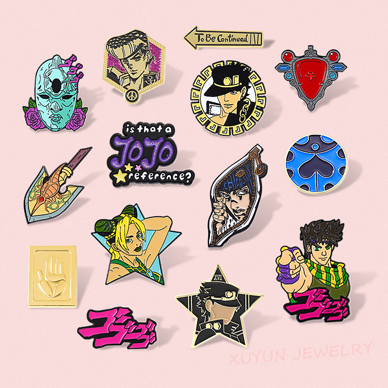 Jojos Bizarre Adventure Lapel เข็มกลัดอะนิเมะเคลือบ Pin กระเป๋าเป้สะพายหลังการ์ตูน Badge Collection ของขวัญเครื่องประดับสําหรับเพื่อน
