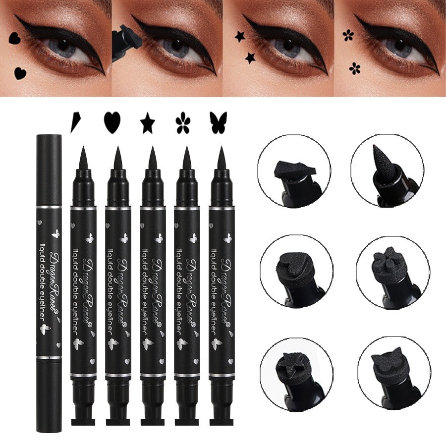 Double-headed Star Seal อายไลเนอร์กันน้ํา Non-Smudge สามเณร Love Plum Blossom Embellishment Eye มุมอายไลเนอร์อายไลเนอร์กันน้ํา Non-Smudge รูปแบบ Seal Liquid Eyeliner ปากกา Dragon Ranee
