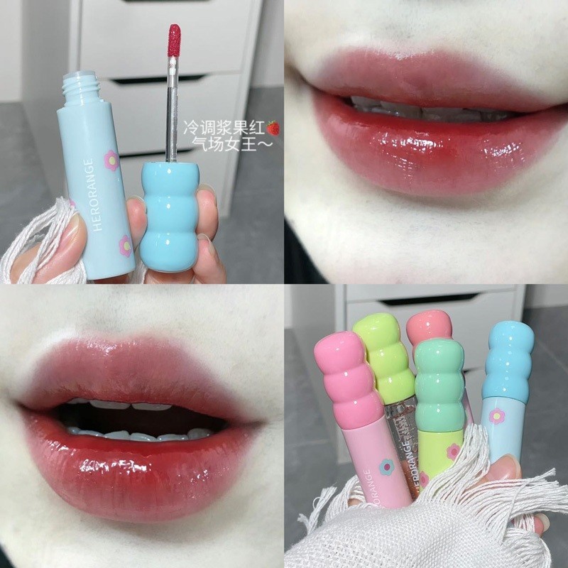 Herorange ลิปสติก ลิปกลอส ไม่ติดแก้ว ให้ความชุ่มชื้น ติดทนนาน ไม่จางหาย 5 สี