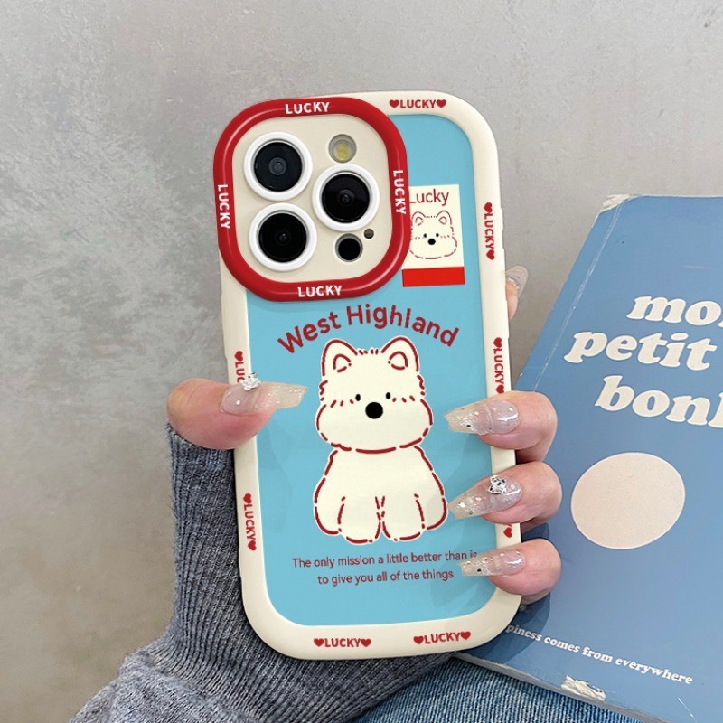 ใช้งานร่วมกับสําหรับ iPhone 15 14 13 12 11 Pro MAX X XR XS MAX 7 8 Plus INS น่ารักการ์ตูน West Highland สุนัขเคสโทรศัพท์นุ่ม