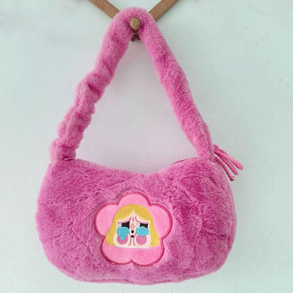 UUMIR กระเป๋าสะพาย POPMART The Powerpuff Girls Underarm Bag, Hot Sale Casual Trend Plush Handbag Lady