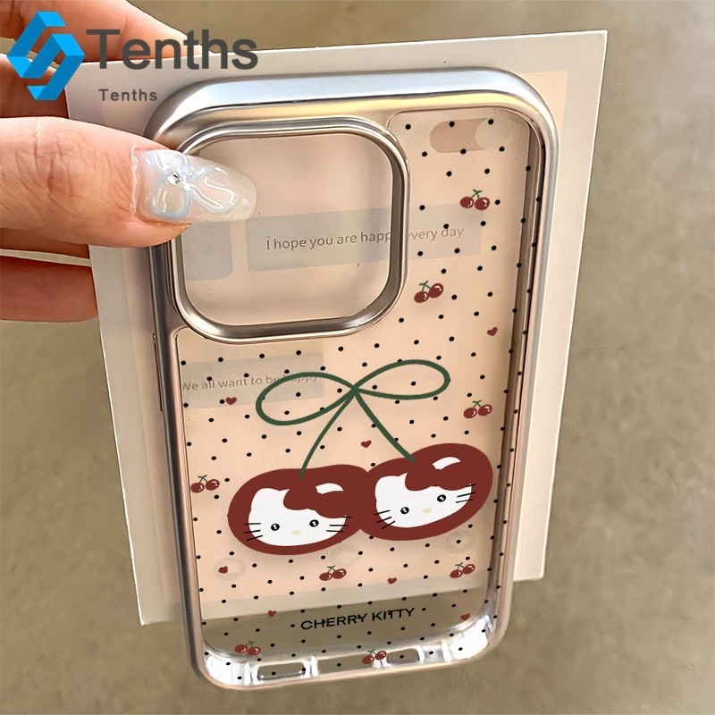 For IPhone 8 7 Plus 11 1213 15 14 Pro Max X XR Xs Max การ์ตูนเชอร์รี่ เคสมือถือ เชลล์แกะสลักเรเดียม Electroplated