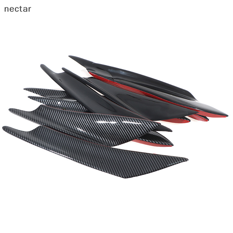 Tar 4 ชิ้นคาร์บอนไฟเบอร์รถกันชน Fin Canard Splitter Diffuser สปอยเลอร์ Air N
