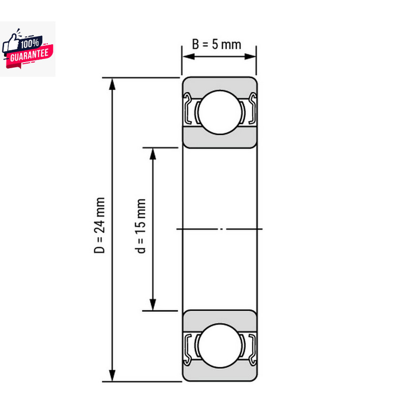 2 ชิ้น 6802 RS  15 x 24 x 5 mm. STEEL  Ball Bearing 6802-2RS  เม็ดกลม 61802 VV ฝายาง = 2 ตลั