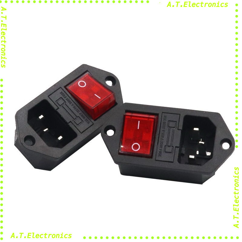 พร้อมส่ง! ซ็อกเก็ตปลั๊ก 3pin AC พร้อมสวิตซ์ฟิวส์ 10A 250V 3pin สินค้าถ่ายจากงานจริง