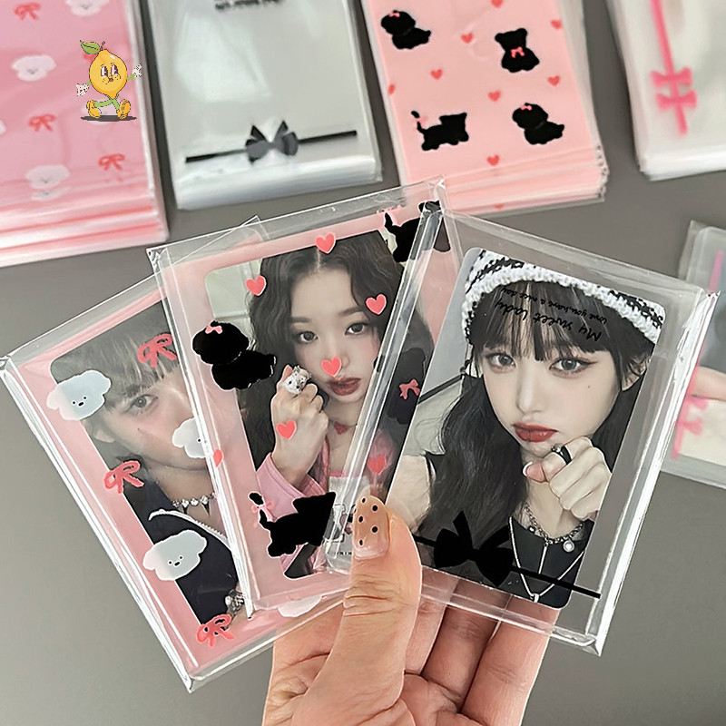 [mozh] 50 ชิ้นโปร่งใสโบว์น่ารัก Self-กาว Opp กระเป๋า Kpop Idol Photo การ์ดป้องกันกระเป๋า Photocard การ์ดแขน [TH]