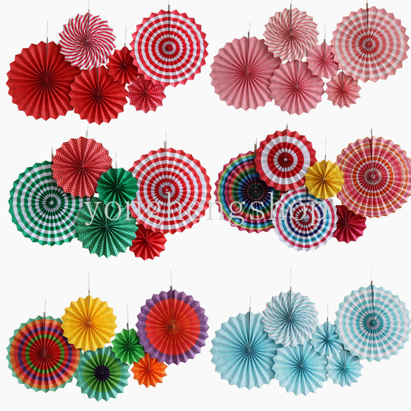 6ชิ้น/เซ็ตที่มีสีสันพับกระดาษพัดลมเด็กอาบน้ํางานเลี้ยงวันเกิดเทศกาลอุปกรณ์ตกแต่งงานแต่งงาน ทําเอง กระดาษทําด้วยมือดอกไม้พื้นหลังแขวนผนังงานฝีมื