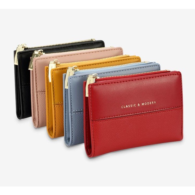 High-end PU หนังผู้หญิงกระเป๋าสตางค์หัวเข็มขัดพับ Multi Card Case กระเป๋าสตางค์สะดวก