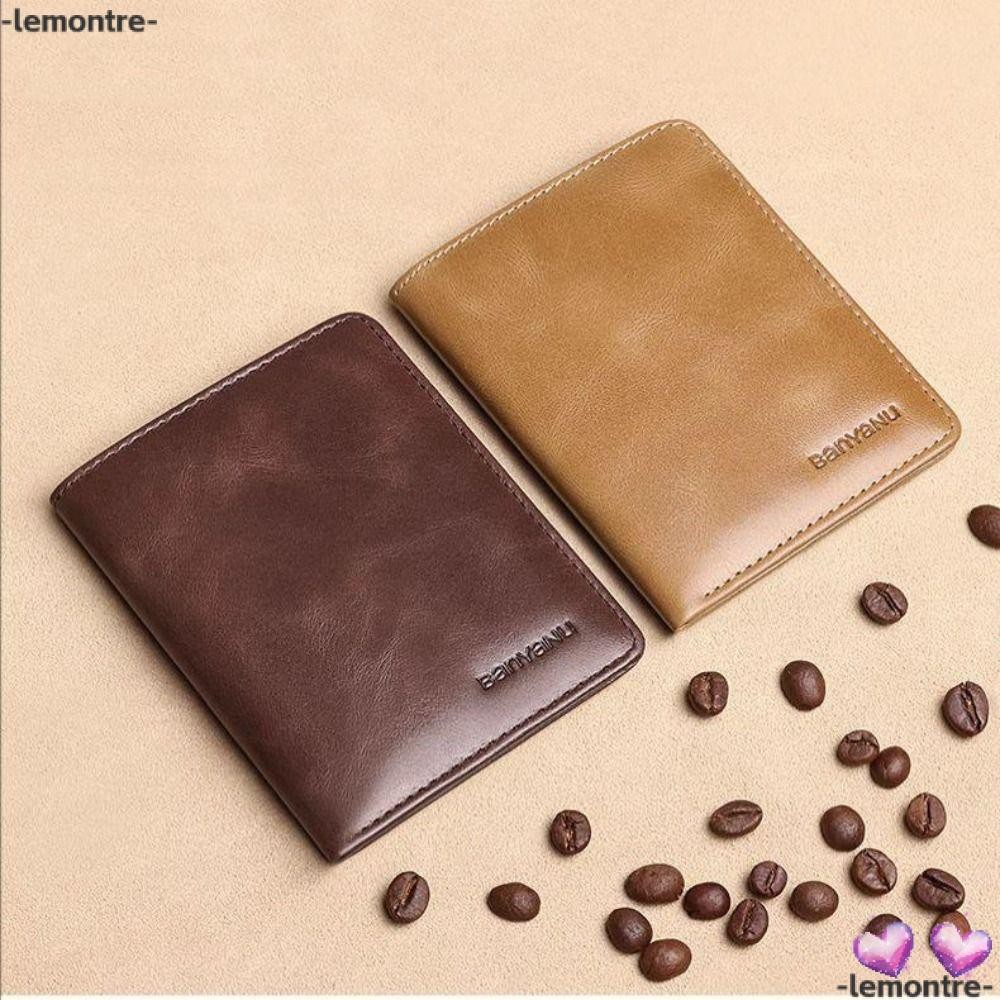 Lemontre Mens Wallet, RFID Slim Short Wallet, Fashion Leather Card Holder Men