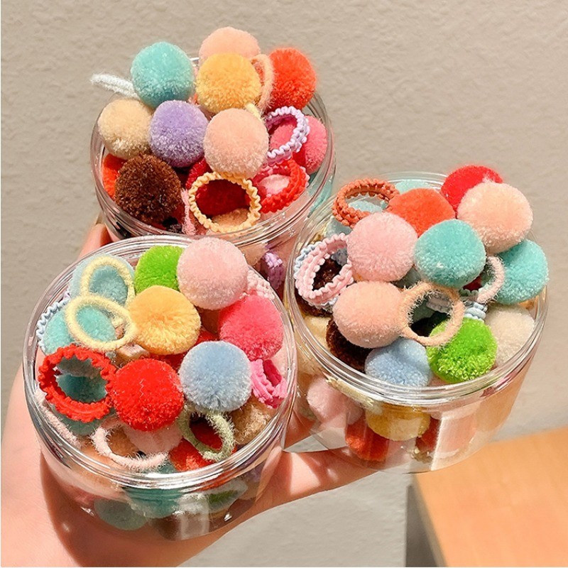 (20 ชิ้น) เกาหลีแฟชั่นที่มีสีสันตุ๊กตายางรัดเด็กผูกผมอุปกรณ์ผมเด็กหัวเชือก