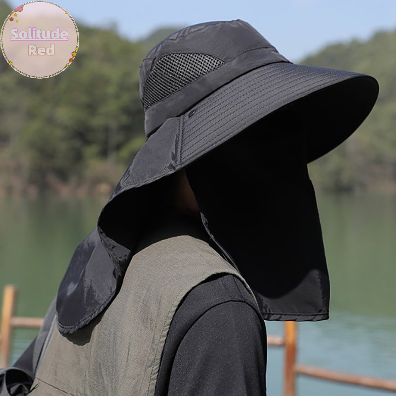 Solitudered ฤดูร้อน Sun หมวกป้องกันรังสียูวีกลางแจ้ง Hung ตกปลาสําหรับผู้ชายผู้หญิงเดินป่าตั้งแคมป์ Visor ถังหมวกคอ Flap หมวกชาวประมง TH ราคา ถูกที่สุด ดีลบีเคเค แกลเลอรีภาพที่ 6