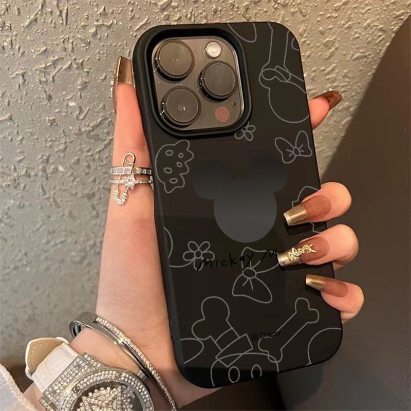 Luxury Cartoon Edge เคสไอโฟน11 12 13 14 15 Pro Max 7+ 8Plus X Xs XR Case for iPhone Deluxe Mickey Mo