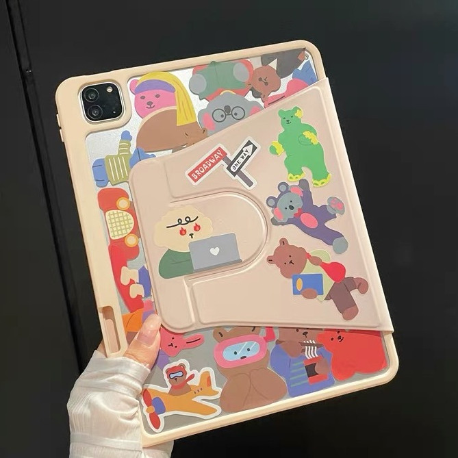 เคสฝาพับ หมุนได้360 องศาหมุน Samsung Tab A9 Plus /Tab A7 lite/Tab S6 lite/Tab S9 FE S9FE เคส หลังโปร่งใส มีช่องใส่ปากกา