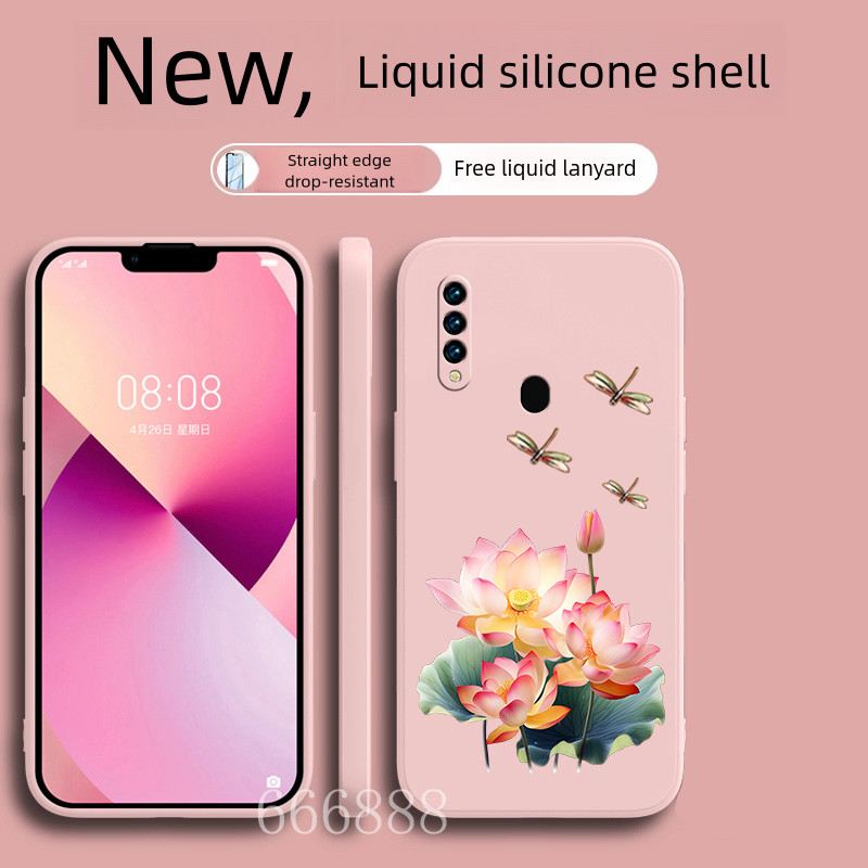 Gift lanyard case สําหรับ OPPO A31 2020 เคสโทรศัพท์ ใหม่ลายดอกบัวกันกระแทก soft case