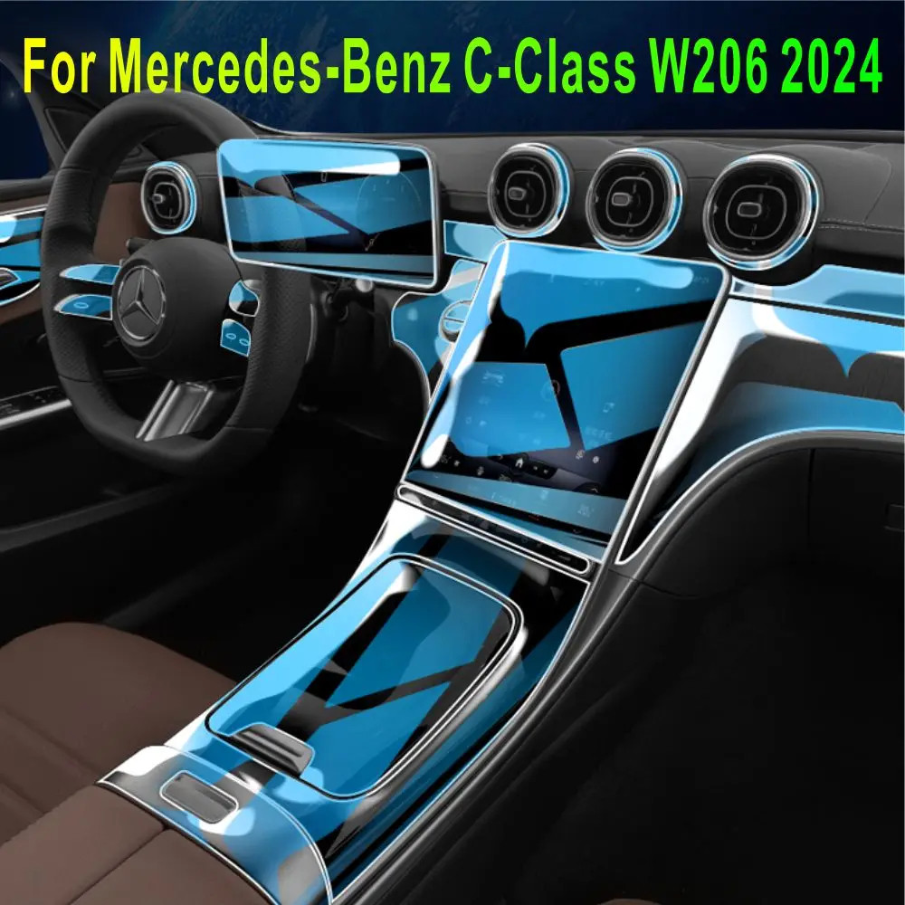 สําหรับ Mercedes-Benz C-Class W206 2024Car ภายในคอนโซลกลางโปร่งใส TPU ฟิล์มป้องกัน Anti-scratc ซ่อมฟิล์มเครื่องประดับ