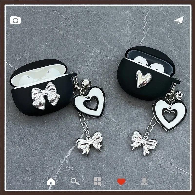 สําหรับ redmi Buds 6 Play Case redmi Buds 6 lite น่ารัก Love Chain หูฟังซิลิโคนหรูหราชุบโบว์พวงกุญแจกรณี