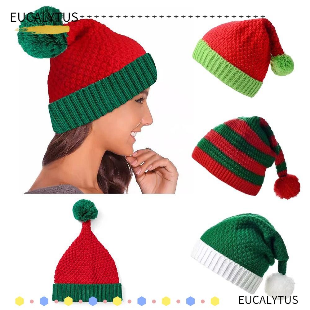 Eutus หมวกคริสต์มาส, หมวกปาร์ตี้ปีนุ่มหมวกซานต้า, ขนสัตว์ฤดูหนาวคริสต์มาส Pom Ball ปีตกแต่งสําหรับผู้หญิงผู้ชาย