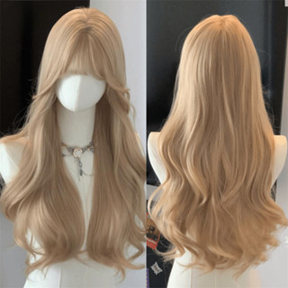 วิกผมยาวหยักผมหยิกใหญ่สีเบจวิกผมสังเคราะห์เรียบปุยสําหรับผู้…