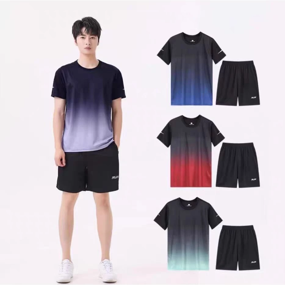 ชุดกีฬาผู้ชาย เสื้อยืดคอกลม+กางเกงขาสั้น ผ้าเบา ชุดวิ่ง thumbnail 10