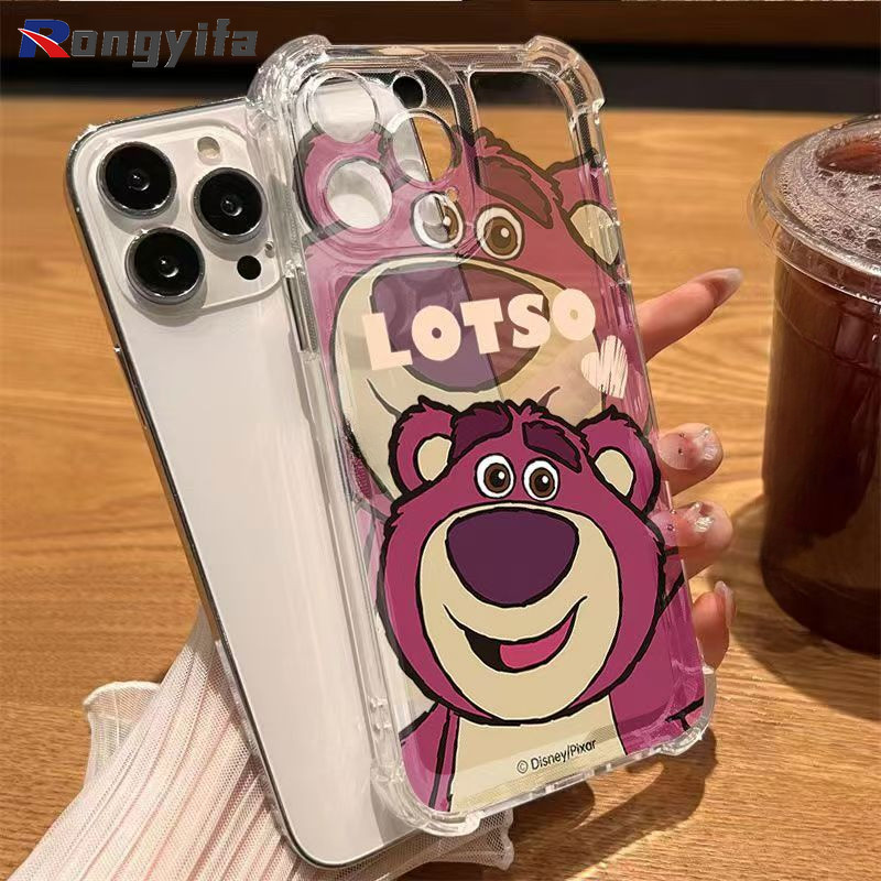 SAMSUNG ล็อตโซ่ใสเคสโทรศัพท์สําหรับsamsung Galaxy J7 J5 2016 J710 J510 A750 A81 A91 A7 A9 2018 A2 Core A6Sหมายเหตุ 10 Plus 9 8 S10 Lite S7 Edge A8Sปลอกนุ่มน่ารักสตรอเบอร์รี่หมี