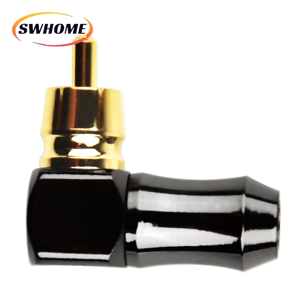 สวโฮม! สําหรับ RCA มุมขวาปลั๊กชายทองแดง Audio Video Connector การบัดกรี Adapte สต็อกพร้อม