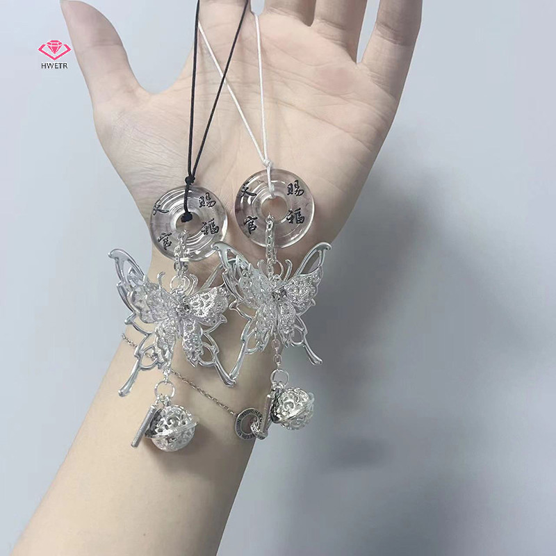 ยังไงก็ตาม สไตล์จีนผีเสื้อเสน่ห์โทรศัพท์โซ่พรลูกหัวเข็มขัดระฆังจี้หวานเย็นพวงกุญแจกระเป๋าแขวนสําหรับผู้หญิงสาวของขวัญใหม่