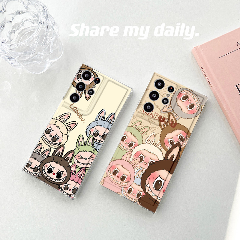 น่ารัก Pop Mart Labubu สําหรับ Samsung A16 A06 S24 FE A55 A14 A24 A34 A54 A15 A25 A35 S21 S23 FE S22 Ultra Note 10 Plus 20 Ultra 5G การ์ตูนกันกระแทก Soft Case Cover
