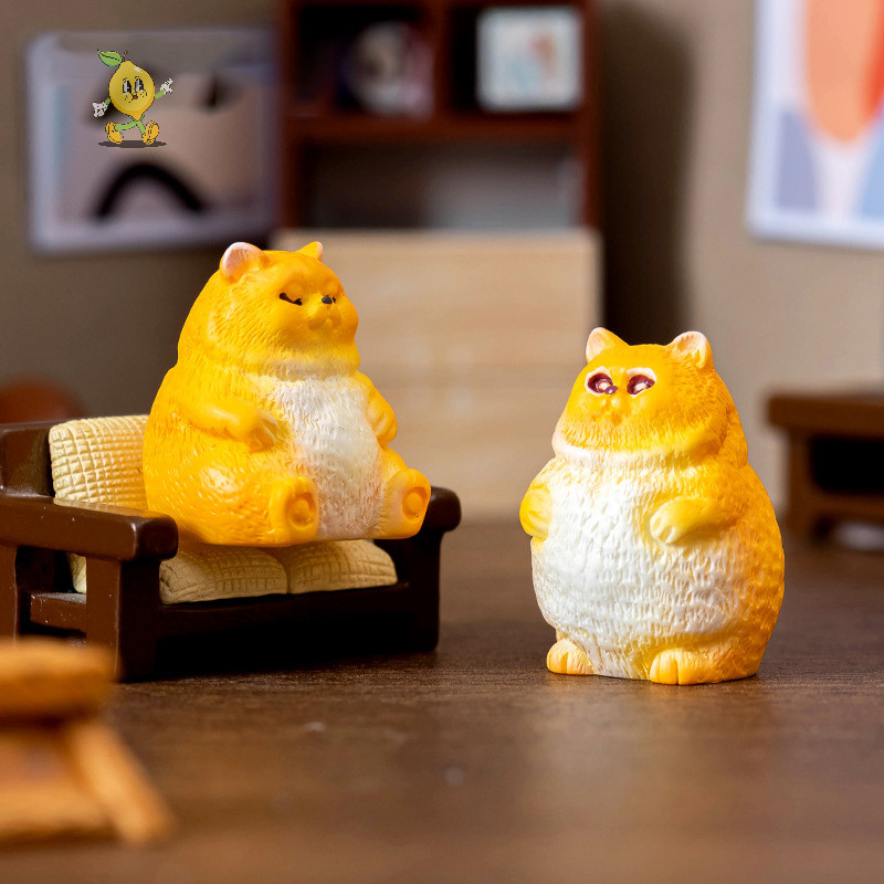 [mozh] 1เซ็ตมินิแมวอ้วนหุ่นการ์ตูนลูกแมวเครื่องประดับภูมิทัศน์ไมโครภายในรถตกแต่งเดสก์ท็อปที่บ้าน [ไทย]