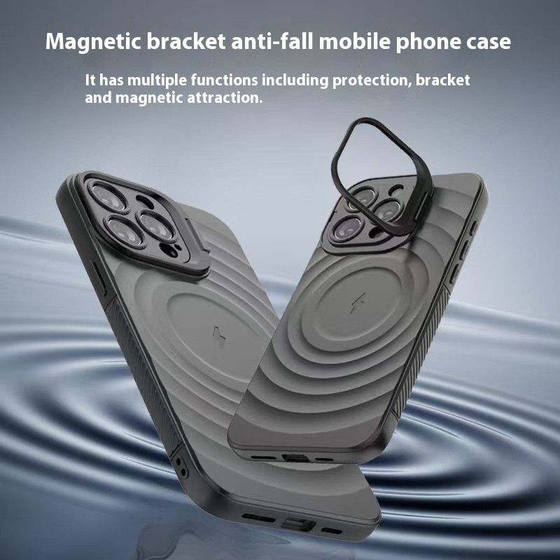 หรูหรา Ripple รูปแบบเลนส์วงเล็บแม่เหล็กเคสโทรศัพท์สําหรับ iPhone 16 15 14 13 Promax 16 Plus ไร้สายชาร์จกันกระแทก Soft TPU ฝาหลัง