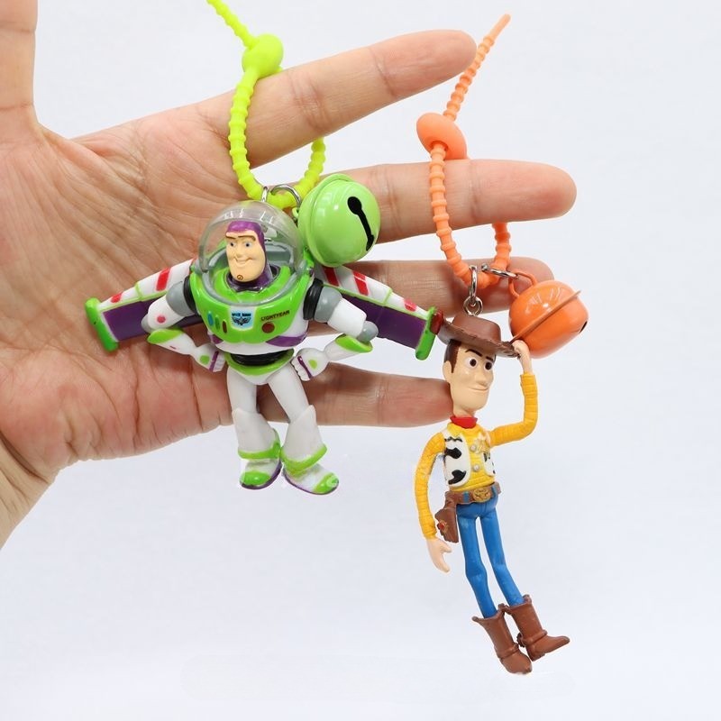 Toy Story 4 Woody Buzz Lighty Forky Rex พวงกุญแจตัวเลขการกระทํา Mini พวงกุญแจตุ๊กตาเด็กของเล่นเด็กคร