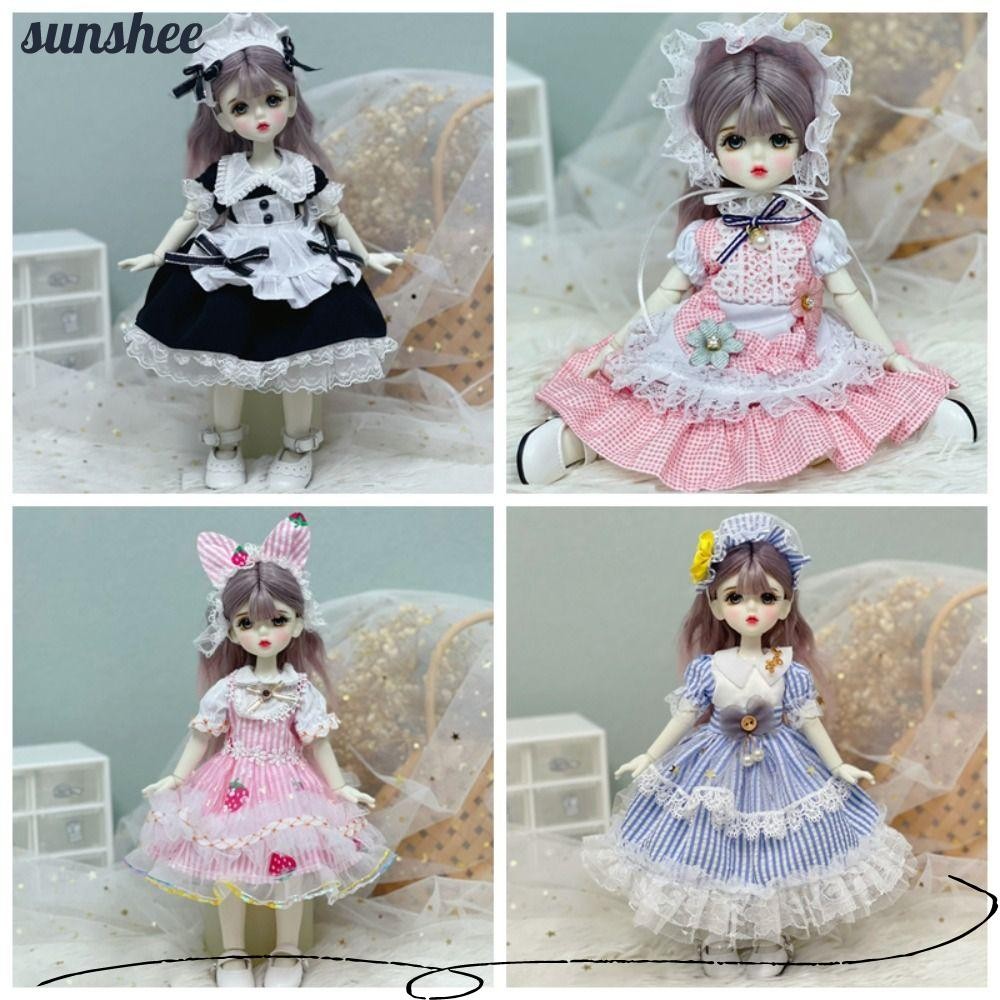 Sunshee เสื้อผ้าตุ๊กตา BJD 1/6, ชุดแม่บ้าน Lorita สวย, แฟชั่นพร้อม Headwear น่ารัก Lorita ชุด GirlsF