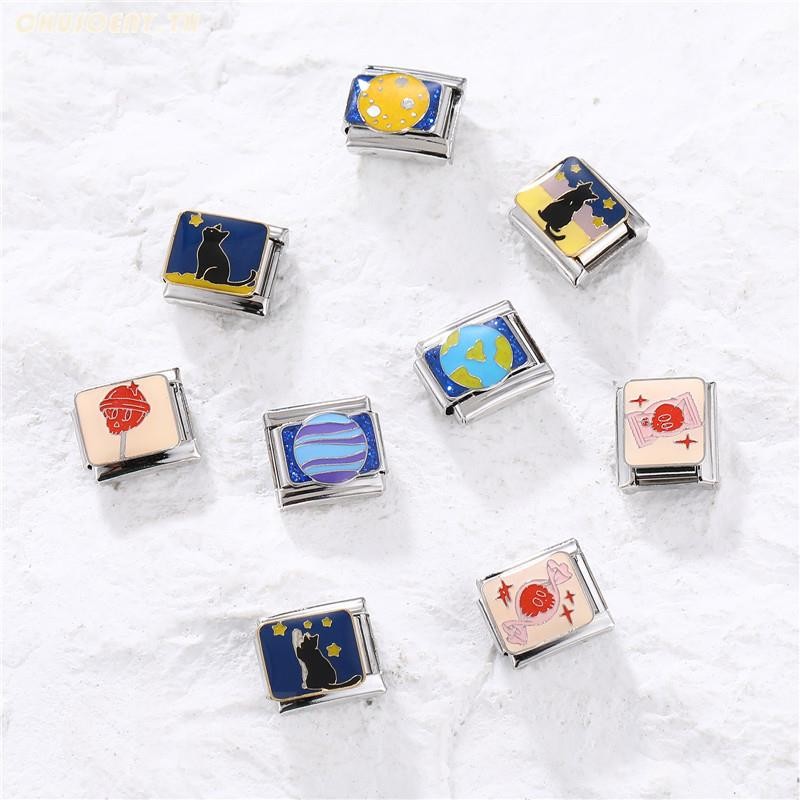 2024 ใหม่แฟชั่น Candy Cat Earth Charm อิตาเลี่ยน Links Fit 9 มม.สร้อยข้อมือเครื่องประดับสแตนเลส DIY ทํา