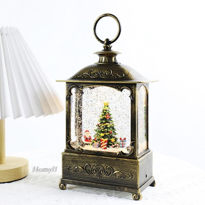 [Homyl1] โคมไฟกล่องดนตรีคริสต์มาสฉากตั้งโต๊ะเครื่องประดับของเล่นมีไฟ