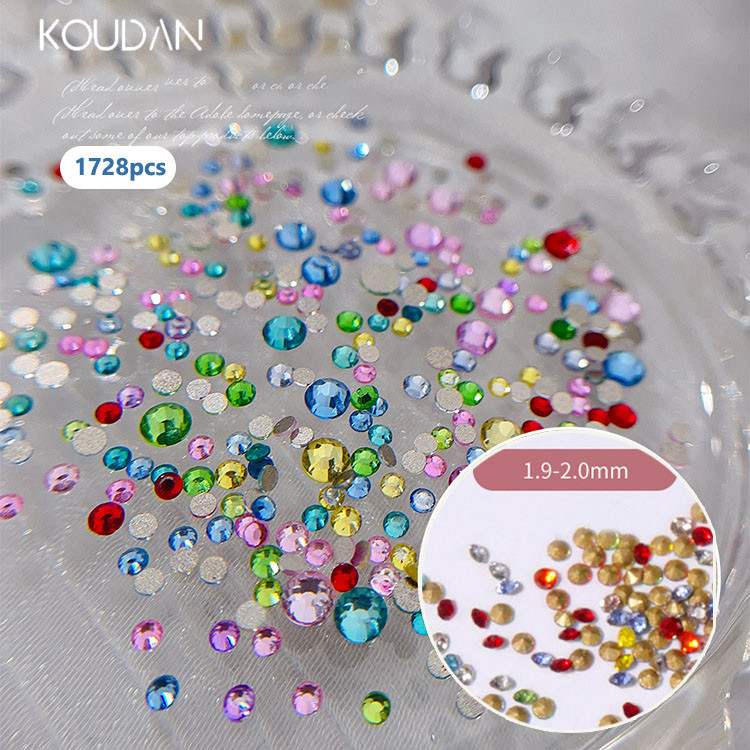 สติกเกอร์คริสตัล พลอยเทียม ทรงกลม ขนาดเล็ก สําหรับตกแต่งเล็บ DIY 1440 ชิ้น KOUDAN