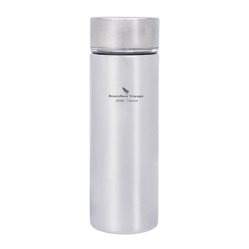 Boundless Voyage 550ml ขวดน้ําฉนวนสุญญากาศไทเทเนียมพร้อมตัวกรองผนังคู่น้ําหนักเบากระติกน้ําร้อนแบบพกพา