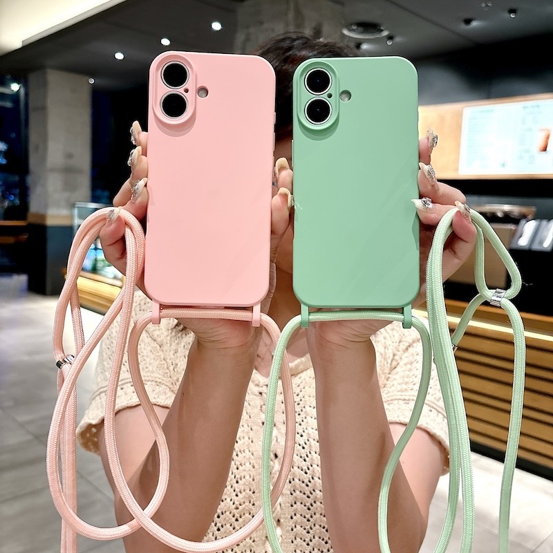 เคสโทรศัพท์สําหรับiphone 16 15 11 12 13 14 Pro Max 15 Plus Crossbodyปรับเชือกเส้นเล็กสายคล้องเชือกปกอ่อน