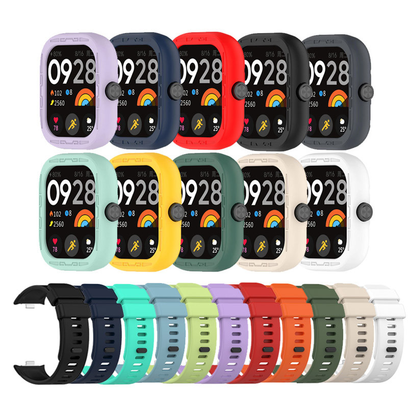 สําหรับ Redmi Watch 4 สายซิลิโคนเปลี่ยนสายรัดสายรัดข้อมือ soft TPU กรอบเกราะป้องกัน