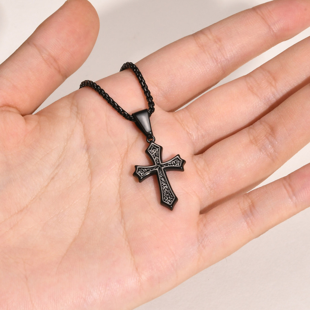 Vnox Vintage Cross จี้สร้อยคอผู้หญิงผู้ชาย,18k Gold Christ Jesus Faith Neckalce,เครื่องประดับสแตนเลส - รูปที่ 6